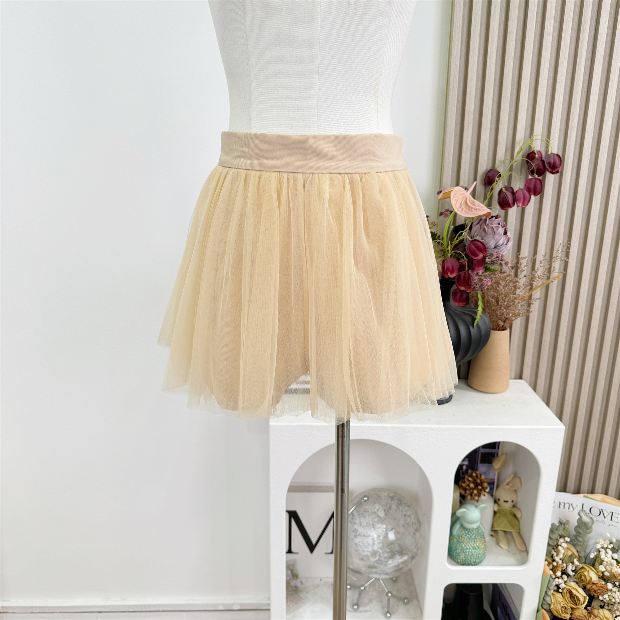 AkiQiu Dream Ballet Mesh A-Line Puffy Skirt Shorts Sweet Pure Desire Atmosphere Versatile Half Skirt