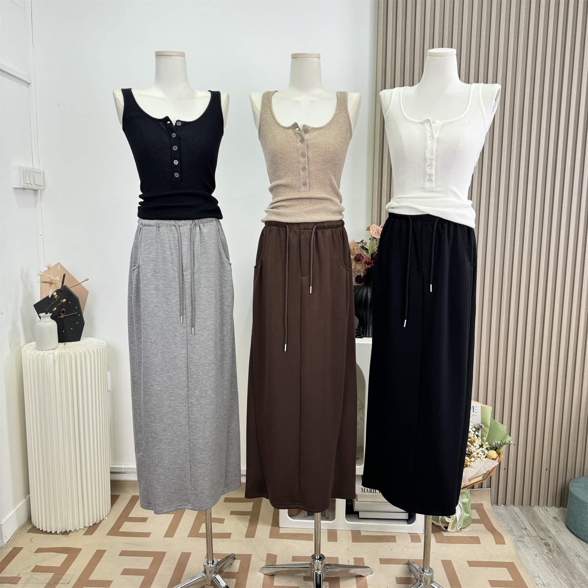 e-go-studio-womens-textured-draped-straight-midi-skirt E Go Studio Women's Textured Draped Straight Midi Skirt