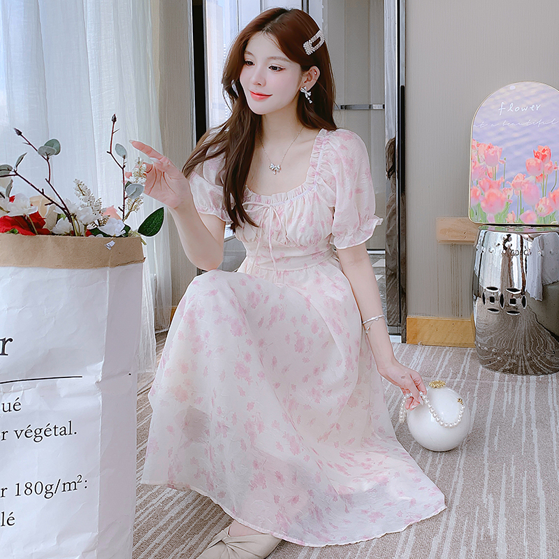 french-chiffon-dress-women-summer-sweetheart-fairy-floral-midi-dress_2 French Chiffon Dress Women Summer Sweetheart Fairy Floral Midi Dress