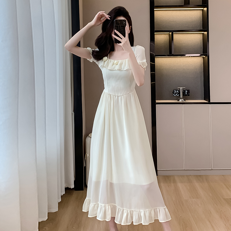 french-court-style-floral-dress-women-summer-sweet-cinched-waist-long-dress-elegant-high-end_2 French Court Style Floral Dress Women Summer Sweet Cinched Waist Long Dress Elegant High-End