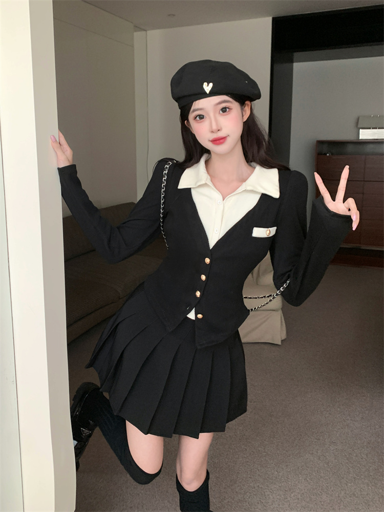 plus-size-fall-slim-fit-long-sleeve-pleated-skirt-two-piece-set_3 Plus Size Fall Slim Fit Long Sleeve Pleated Skirt Two Piece Set