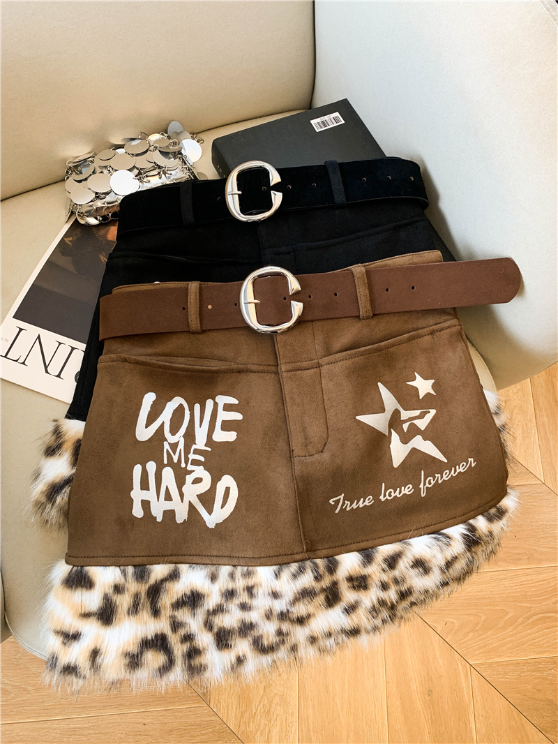 womens-leopard-print-faux-fur-patchwork-bodycon-mini-skirt-y2k-style Women's Leopard Print Faux Fur Patchwork Bodycon Mini Skirt Y2K Style