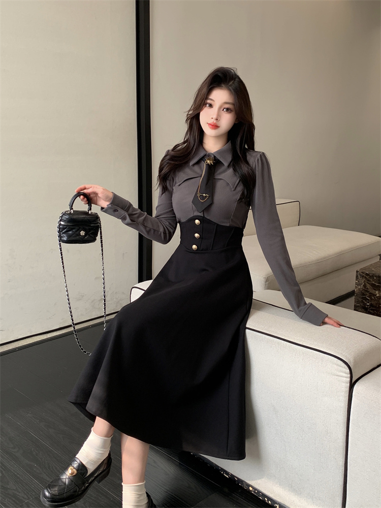 womens-preppy-style-two-piece-set-with-long-sleeve-shirt-and-corset-skirt-2025-autumn_2 Women's Preppy Style Two-Piece Set with Long Sleeve Shirt and Corset Skirt 2025 Autumn