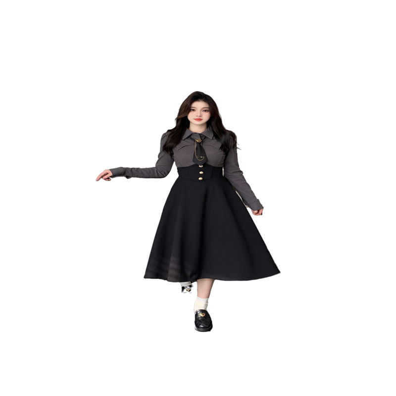 womens-preppy-style-two-piece-set-with-long-sleeve-shirt-and-corset-skirt-2025-autumn_4 Women's Preppy Style Two-Piece Set with Long Sleeve Shirt and Corset Skirt 2025 Autumn