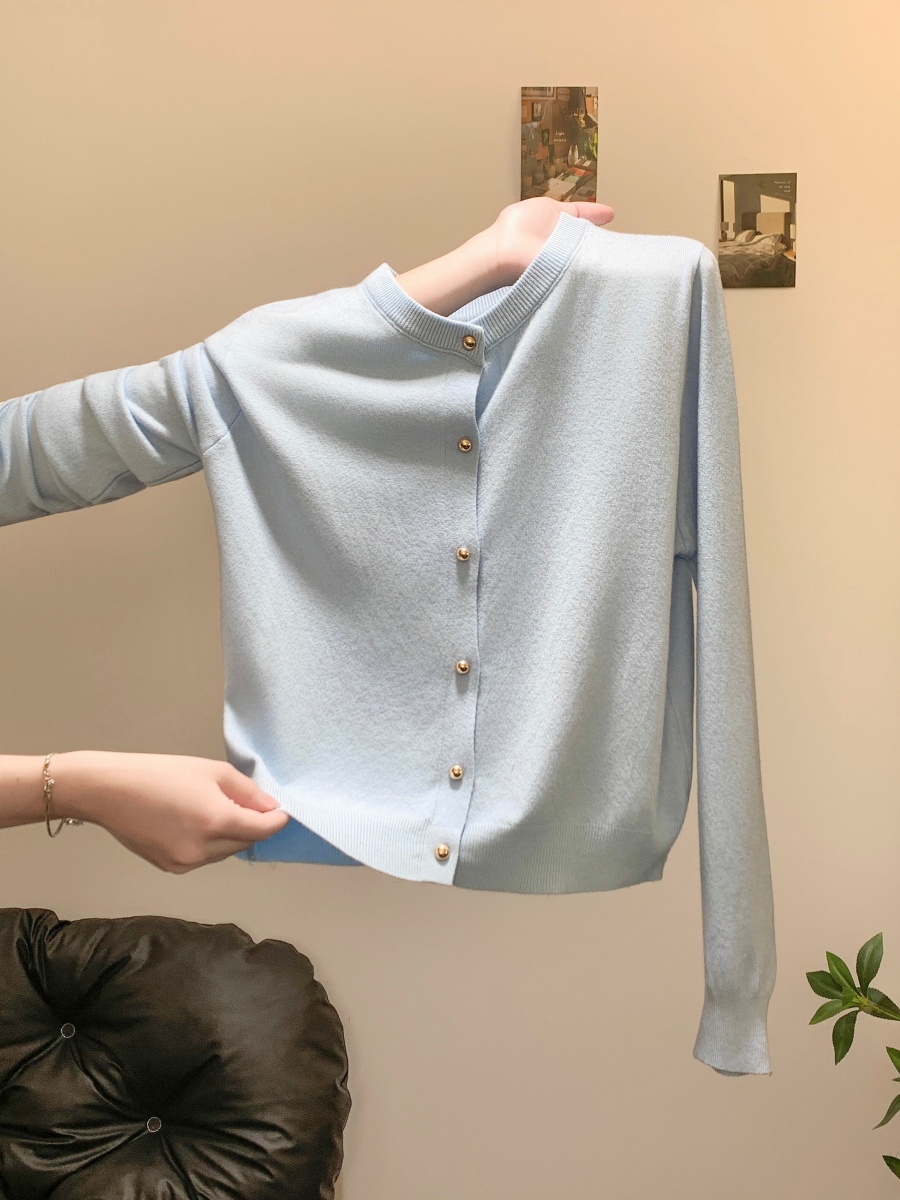womens-round-neck-long-sleeve-button-front-knit-cardigan-soft-slimming-top_1 Women's Round Neck Long Sleeve Button Front Knit Cardigan Soft Slimming Top