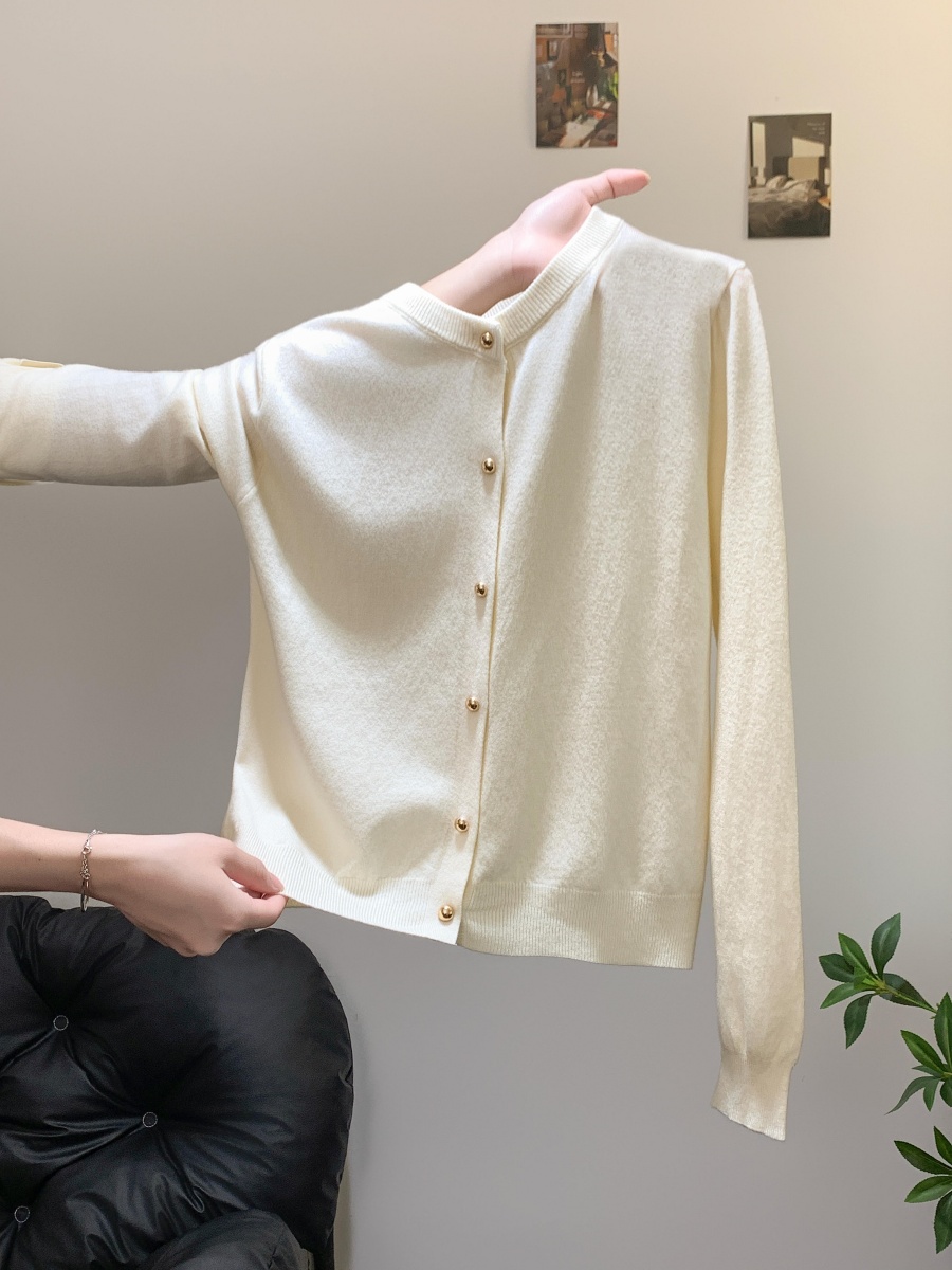 womens-round-neck-long-sleeve-button-front-knit-cardigan-soft-slimming-top_3 Women's Round Neck Long Sleeve Button Front Knit Cardigan Soft Slimming Top